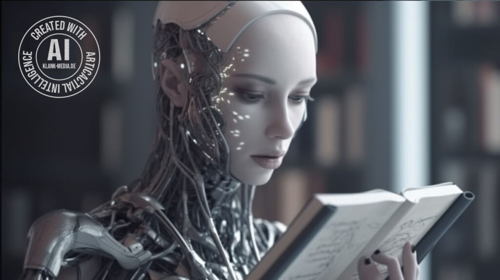 Robot reading a book